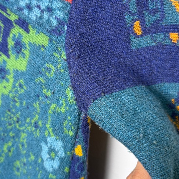 IVKO Bohemian Patchwork Knit Long Hooded Cardigan Sweater Jacket Womens M - Picture 5 of 9